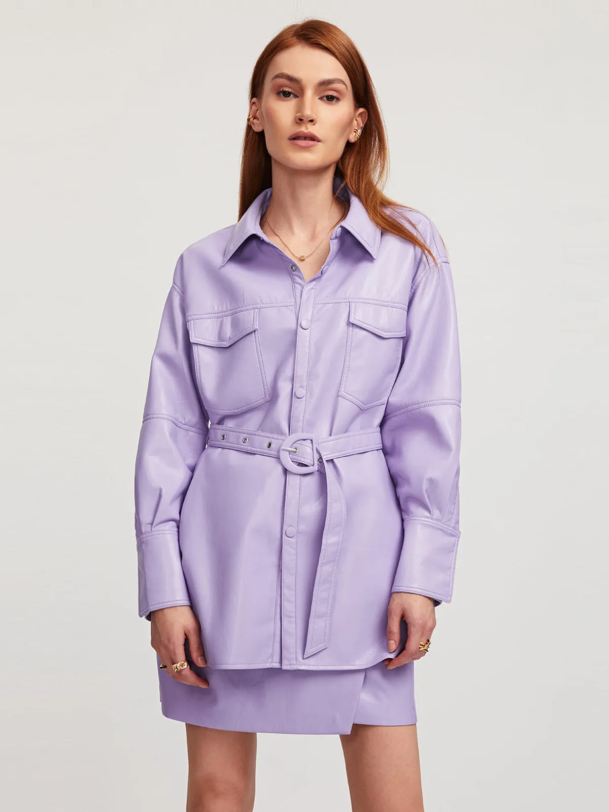 Vegan Leather Shacket With Belt sold by Aha Selected product image thumbnail 2