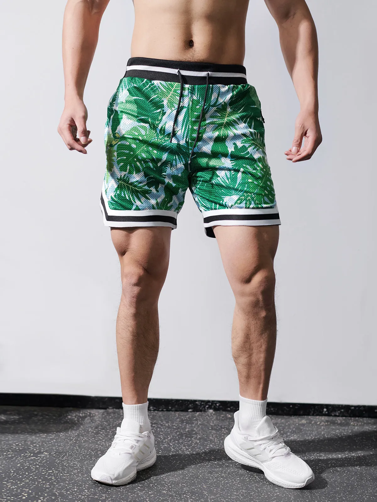 Gym To Street Mesh 6" Short-Palm Print sold by Aha Selected