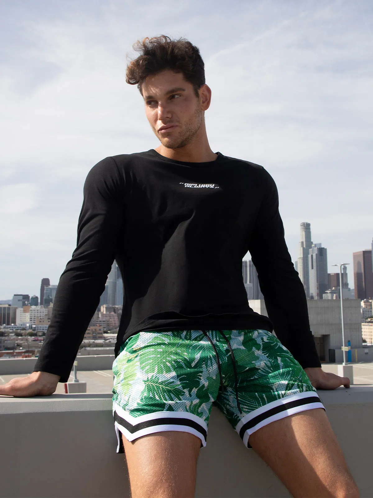 Gym To Street Mesh 6" Short-Palm Print sold by Aha Selected product image thumbnail 3