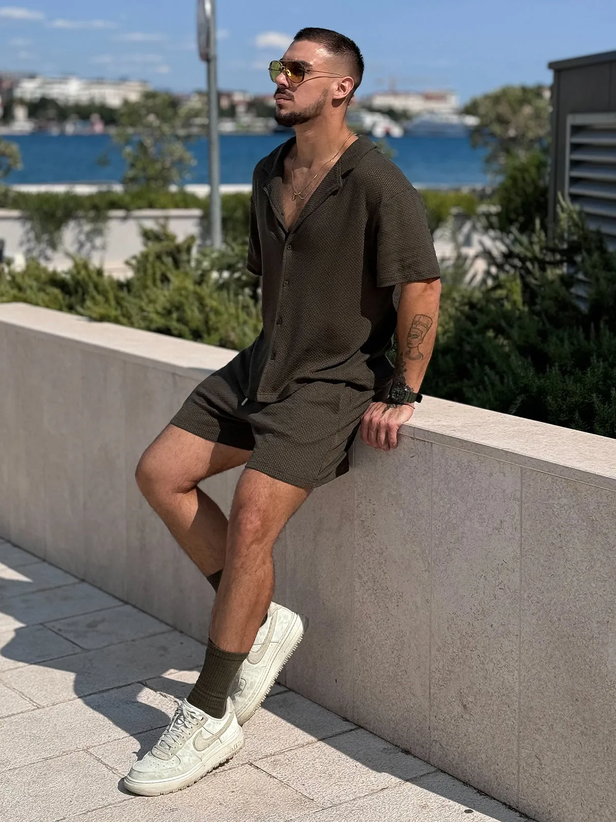 Set: Knit Hawaiian Set Shirt +Short Green sold by Aha Selected product image thumbnail 4