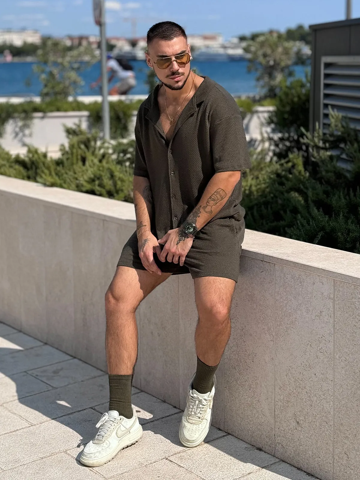 Set: Knit Hawaiian Set Shirt +Short Green sold by Aha Selected product image thumbnail 3