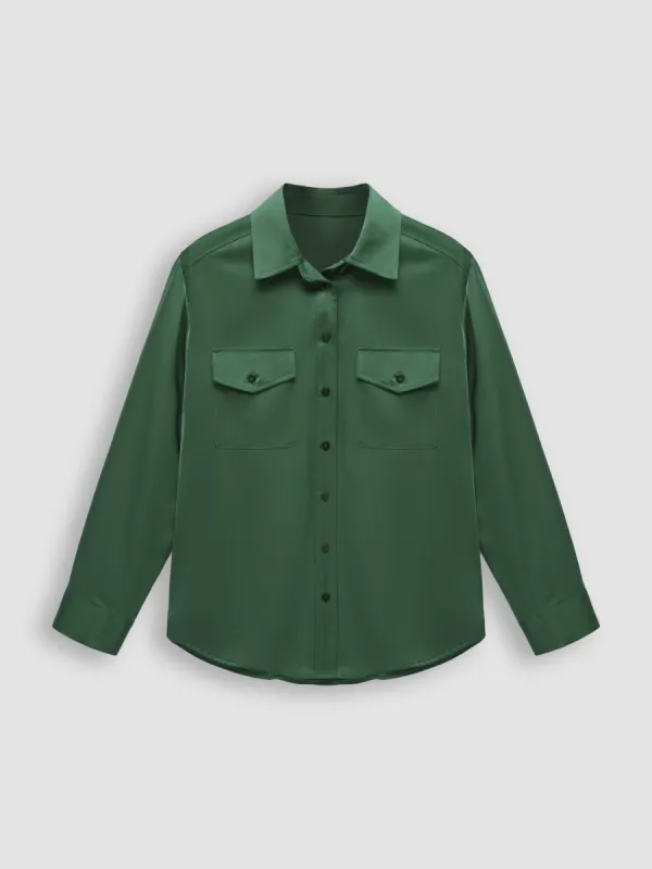 Chic Oversized Satin Shirt for Women sold by Aha Selected