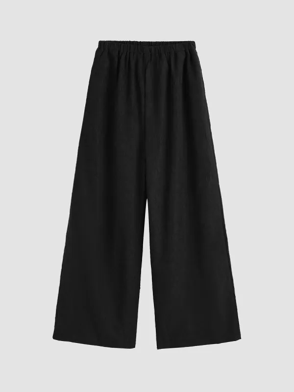 Relaxed Fit Jacquard Pocket Wide Leg Pants sold by Aha Selected