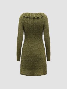 Knitted Lace Ruffle Hem Sweetheart Neck Dress sold by Aha Selected