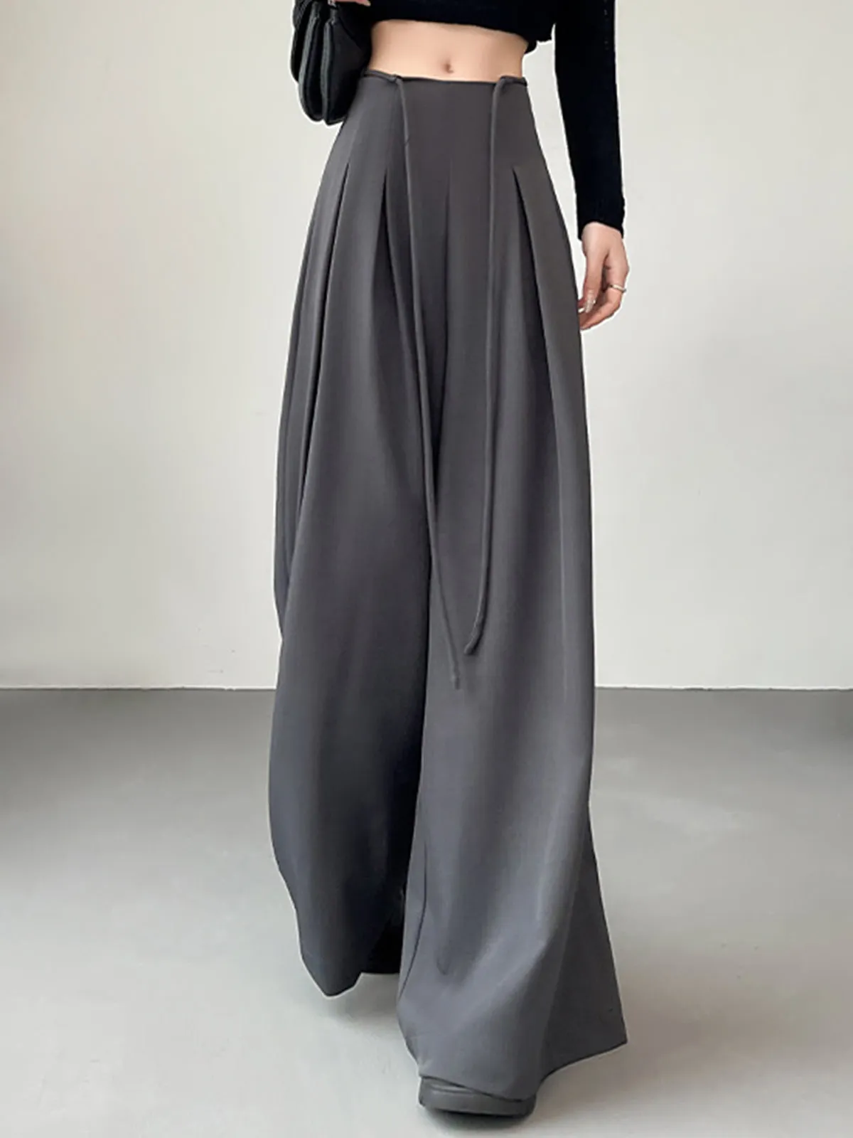 Waistband Pleated Palazzo Wide-Leg Pants sold by Aha Selected product image thumbnail 2