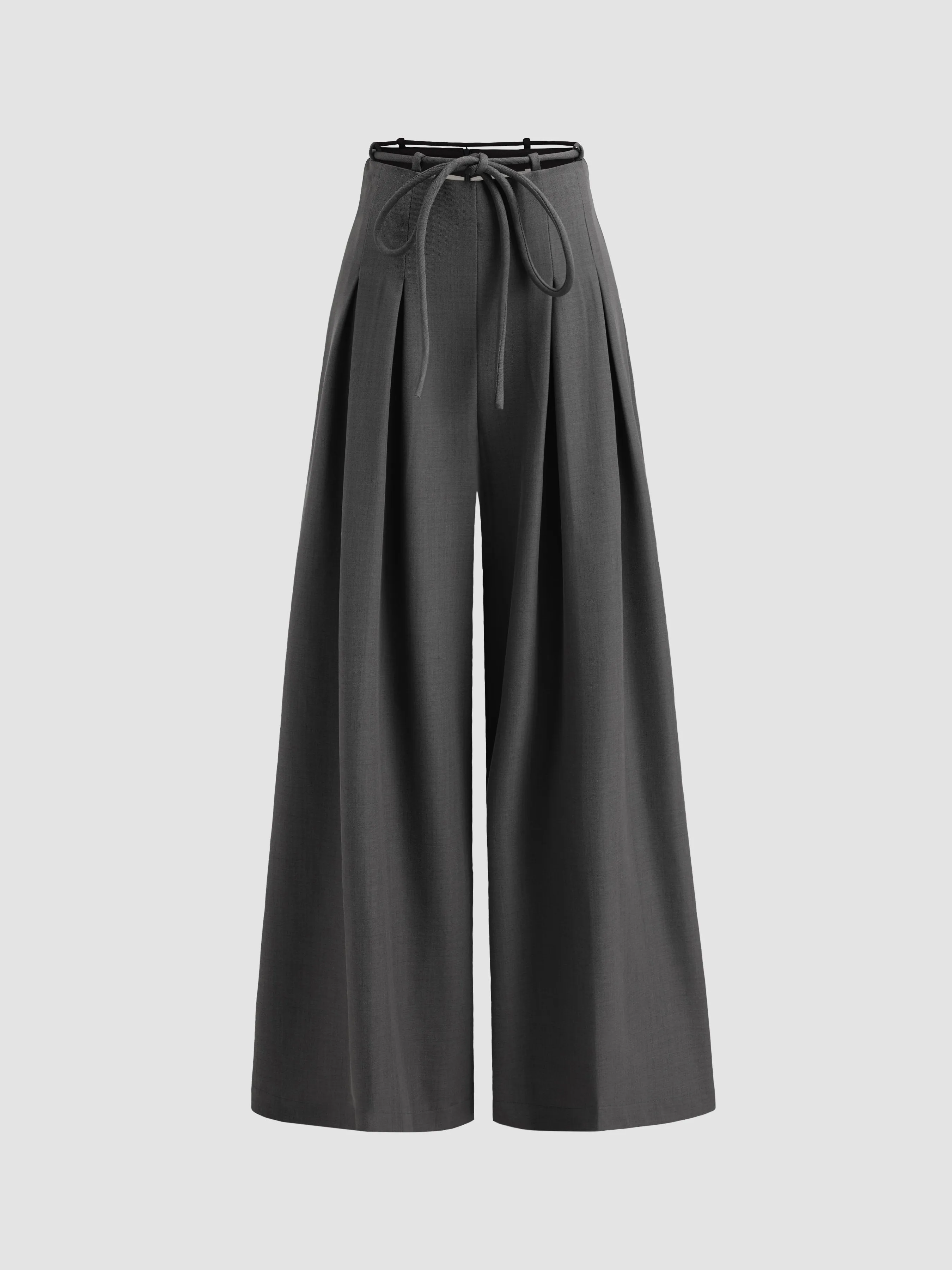 Waistband Pleated Palazzo Wide-Leg Pants sold by Aha Selected