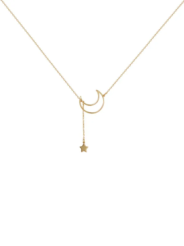 1pc Gold Plated Layered Moon Necklace sold by Aha Selected