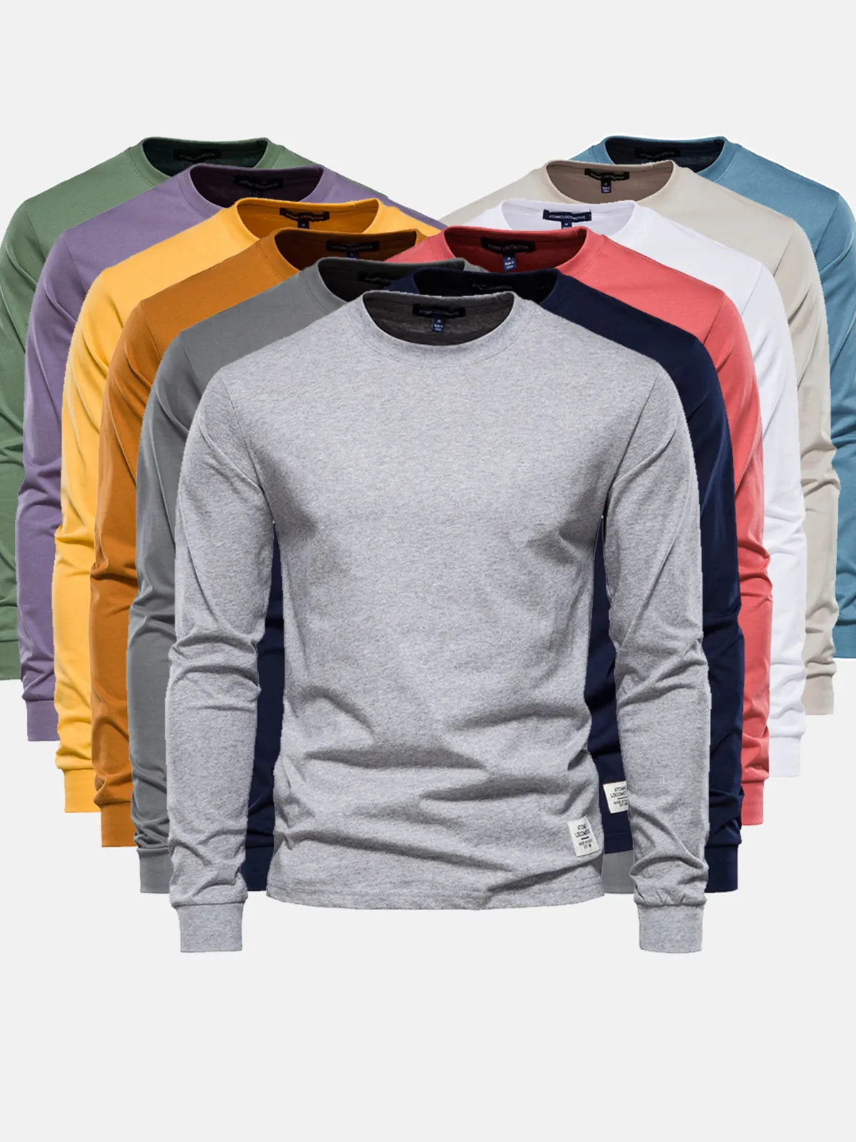 Crew neck Long Sleeve Cotton T-Shirt sold by Aha Selected product image thumbnail 5