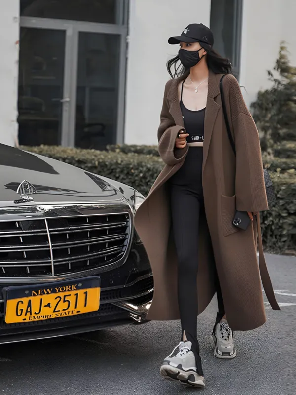 Cashmere Belted Pocket Midi Cardigan sold by Aha Selected