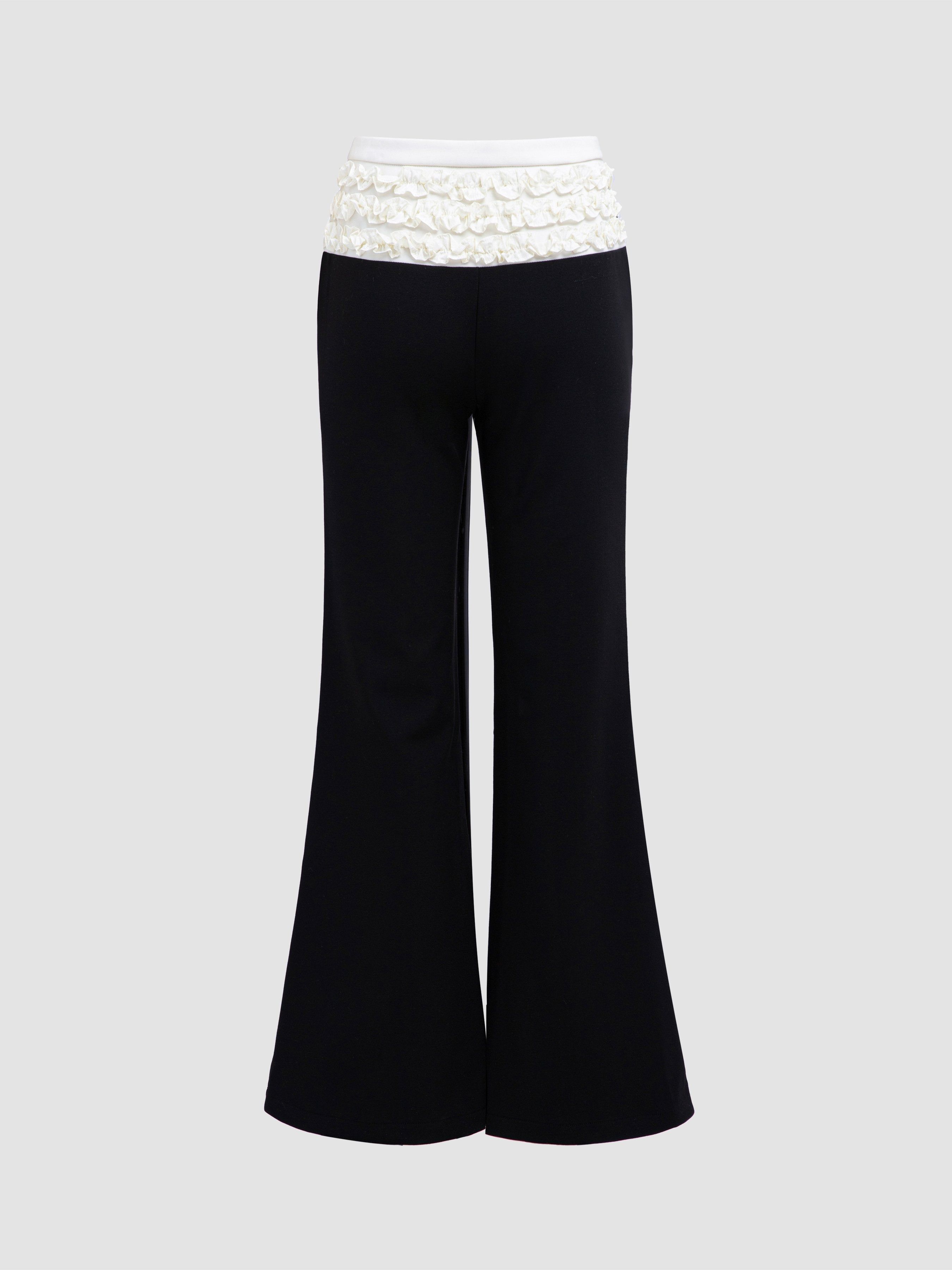 Pleated Lace Hem Wide Leg Pants sold by Aha Selected product image thumbnail 2