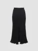Solid Textured A-Line Midi Skirt sold by Aha Selected