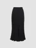Solid Textured A-Line Midi Skirt sold by Aha Selected
