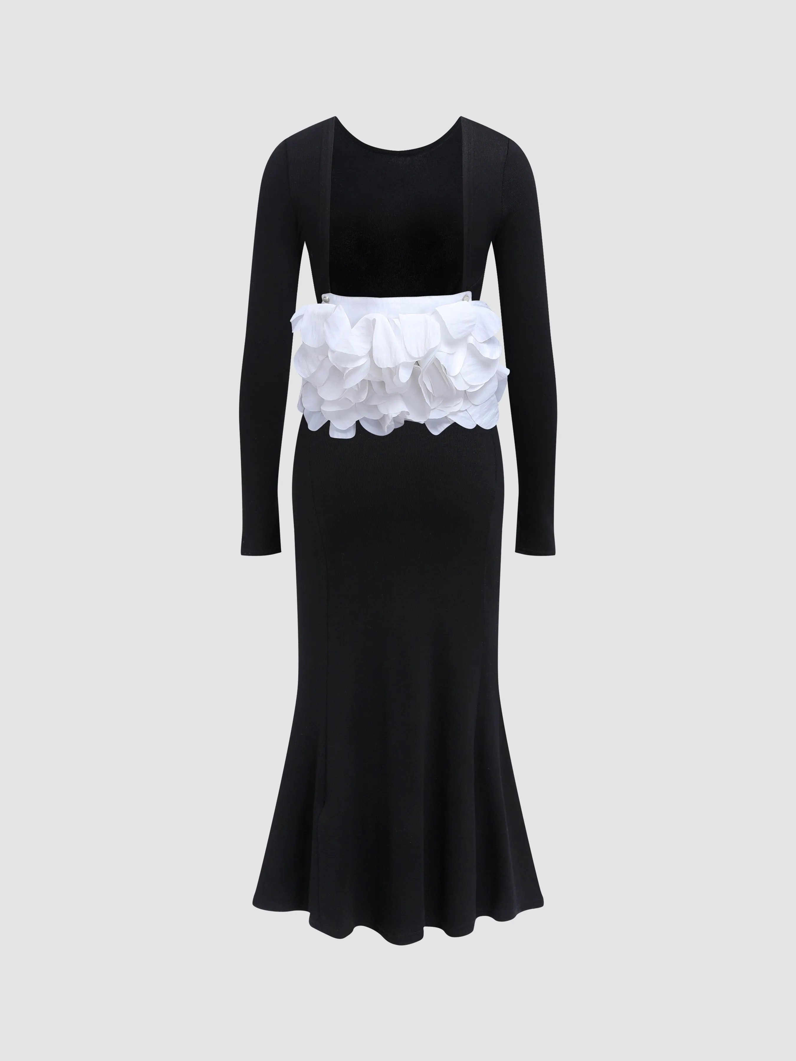 Flower-Embellished Backless Fine Ribbed Knit Dress sold by Aha Selected product image thumbnail 2