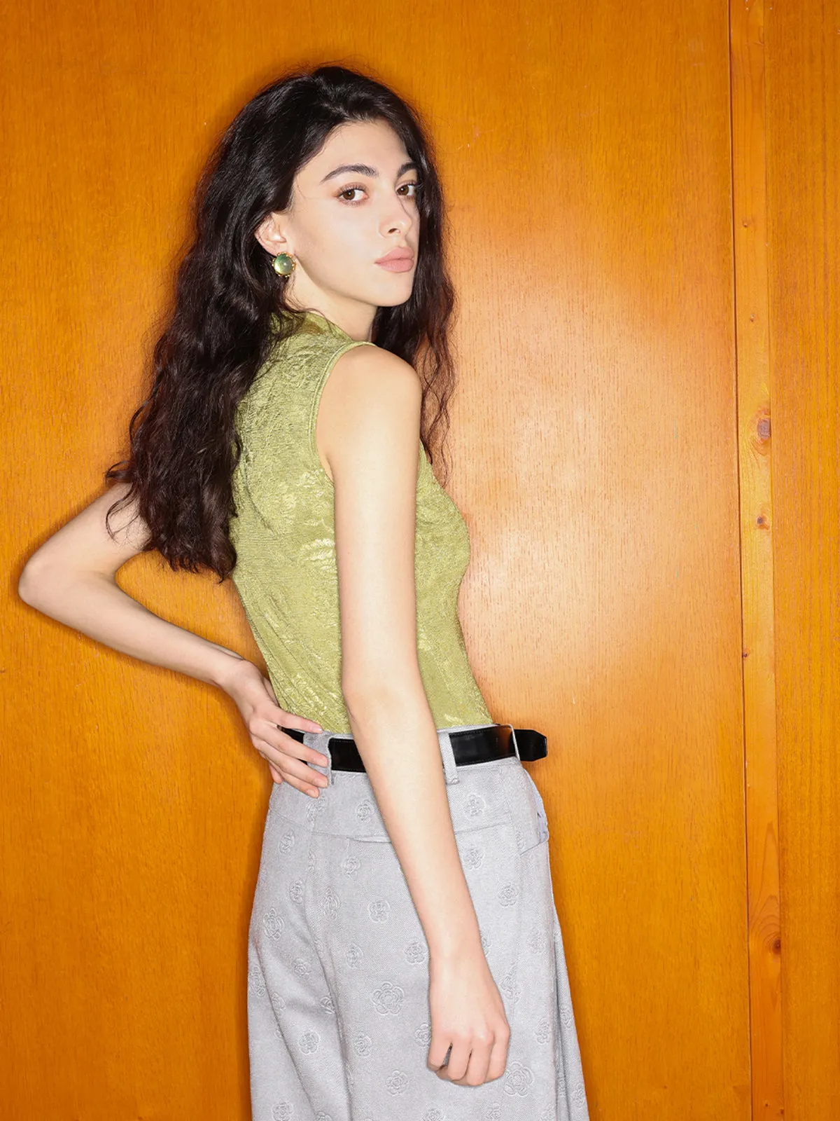 Knitted Embossed Small High-Neck Vest sold by Aha Selected product image thumbnail 5