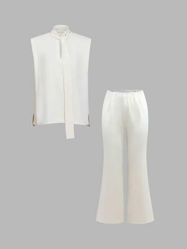 Women's Tie-Neck Vest and Pants Set sold by Aha Selected
