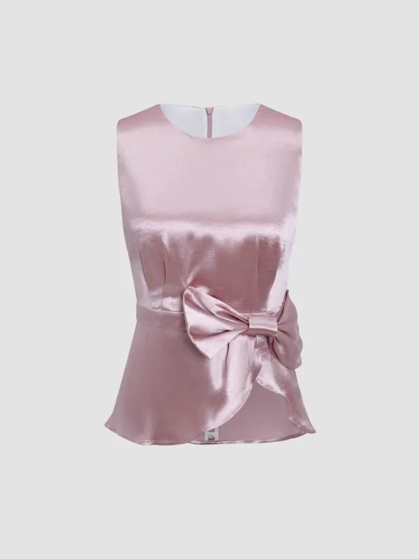 Satin Blouse with Waist Tie sold by Aha Selected