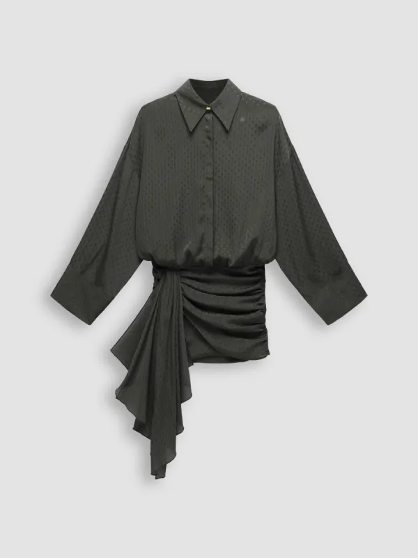 Floral Jacquard Shirt Dress sold by Aha Selected