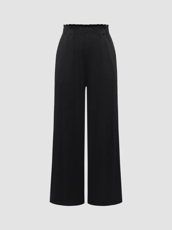 Ribbed Drawstring Wide Leg Pants sold by Aha Selected