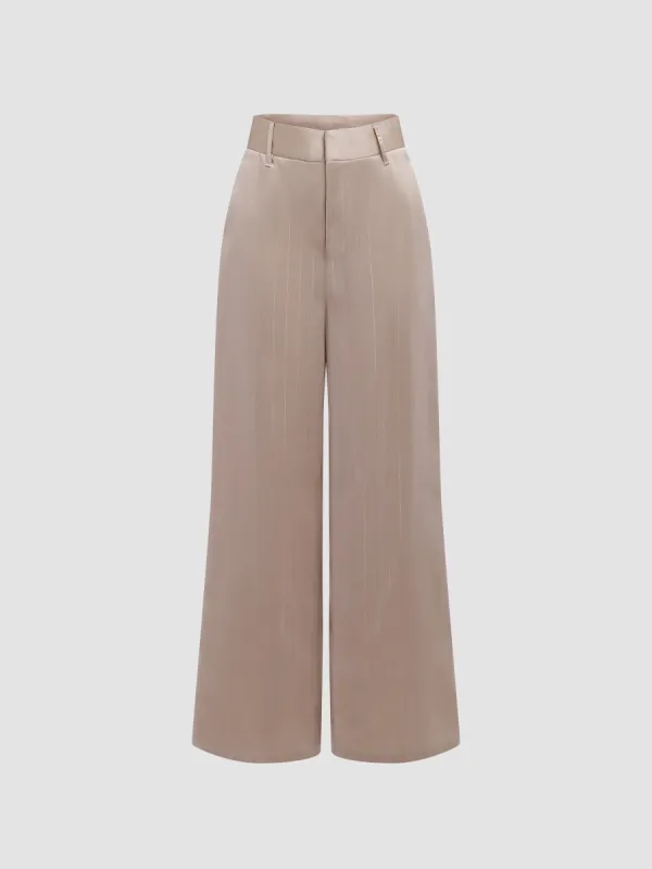 Satin Striped Wide Leg Pants sold by Aha Selected