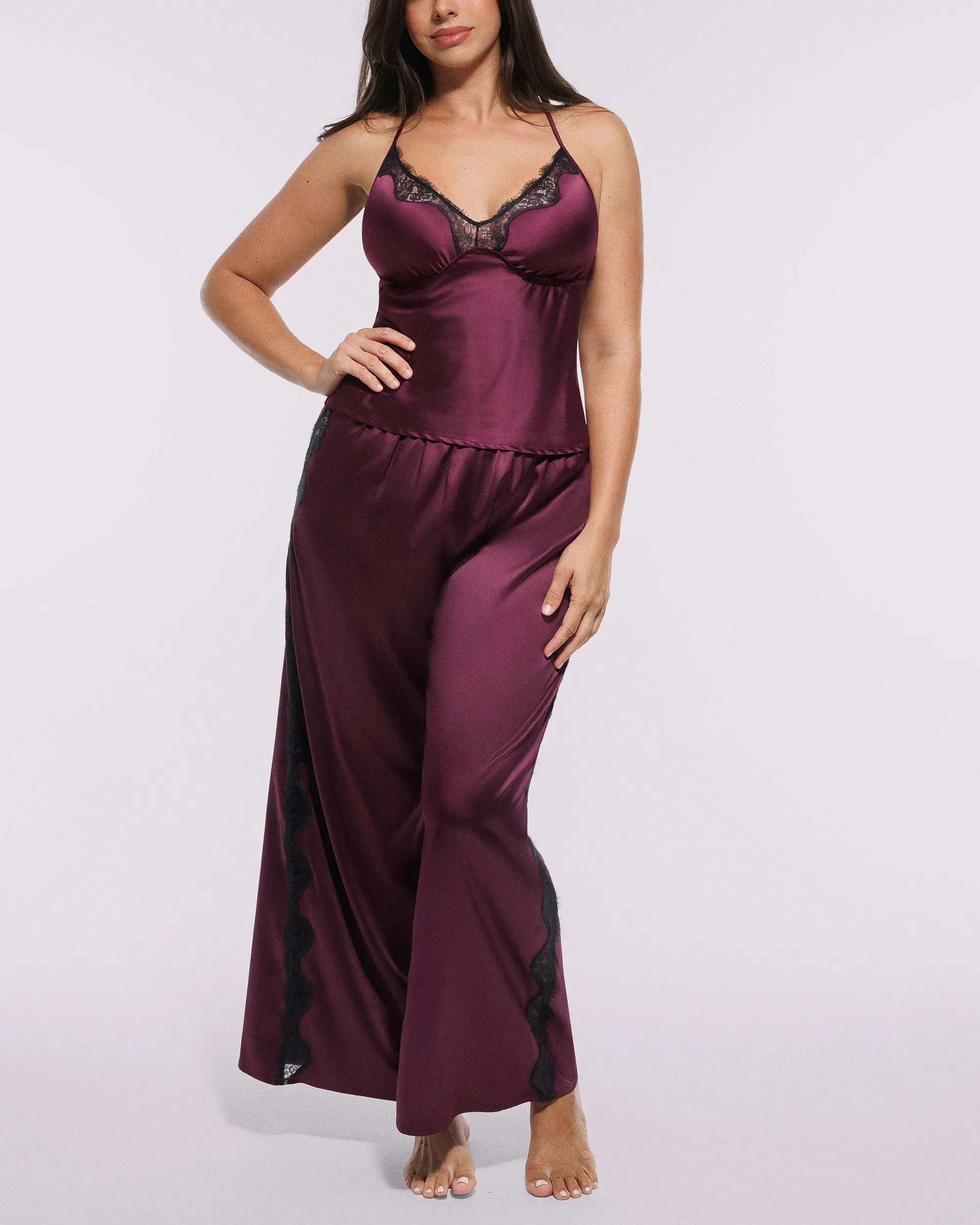 Bare Essentials™ Satin Lace Pajama Pants Set sold by Shapellx product image thumbnail 4