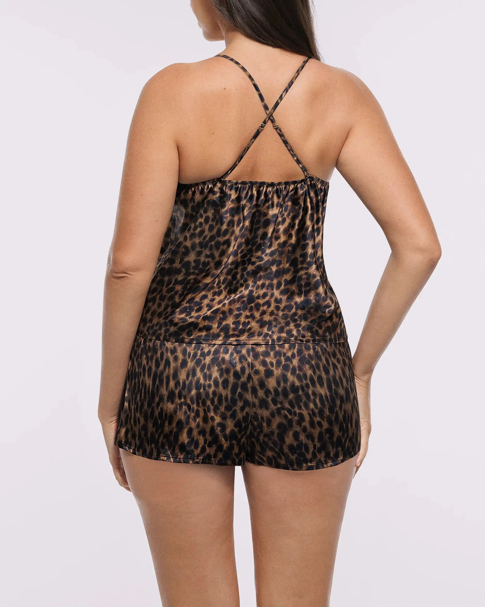 Bare Essentials™ Satin Lace Pajama Shorts Set sold by Shapellx product image thumbnail 5