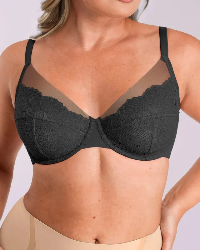 Bare Essentials™ AirSlim® Unlined Lace Underwired Uplift Bra sold by Shapellx