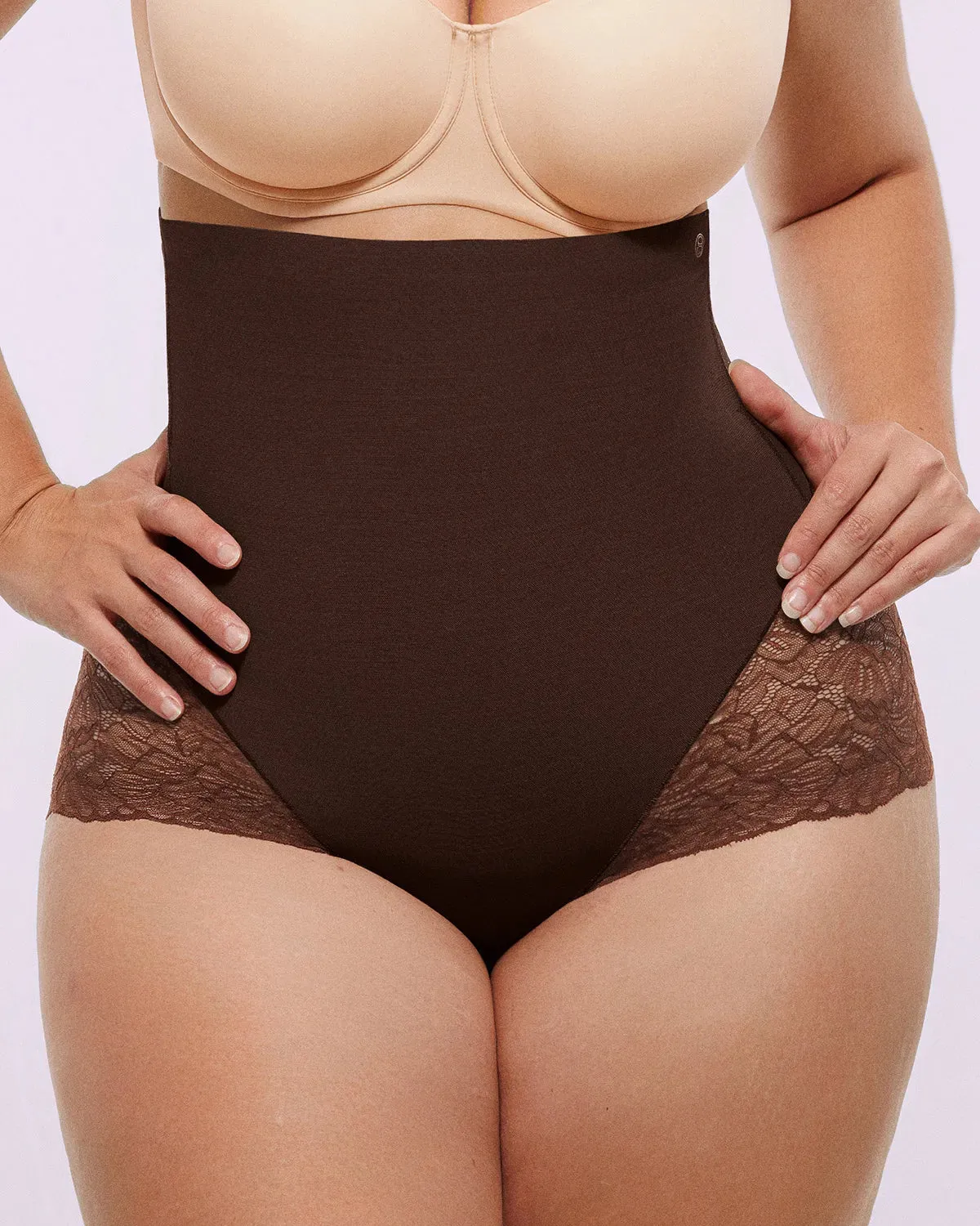 Bare Essentials™ MeshSmooth™ High-Waisted Sheer Lace Brief sold by Shapellx product image thumbnail 3