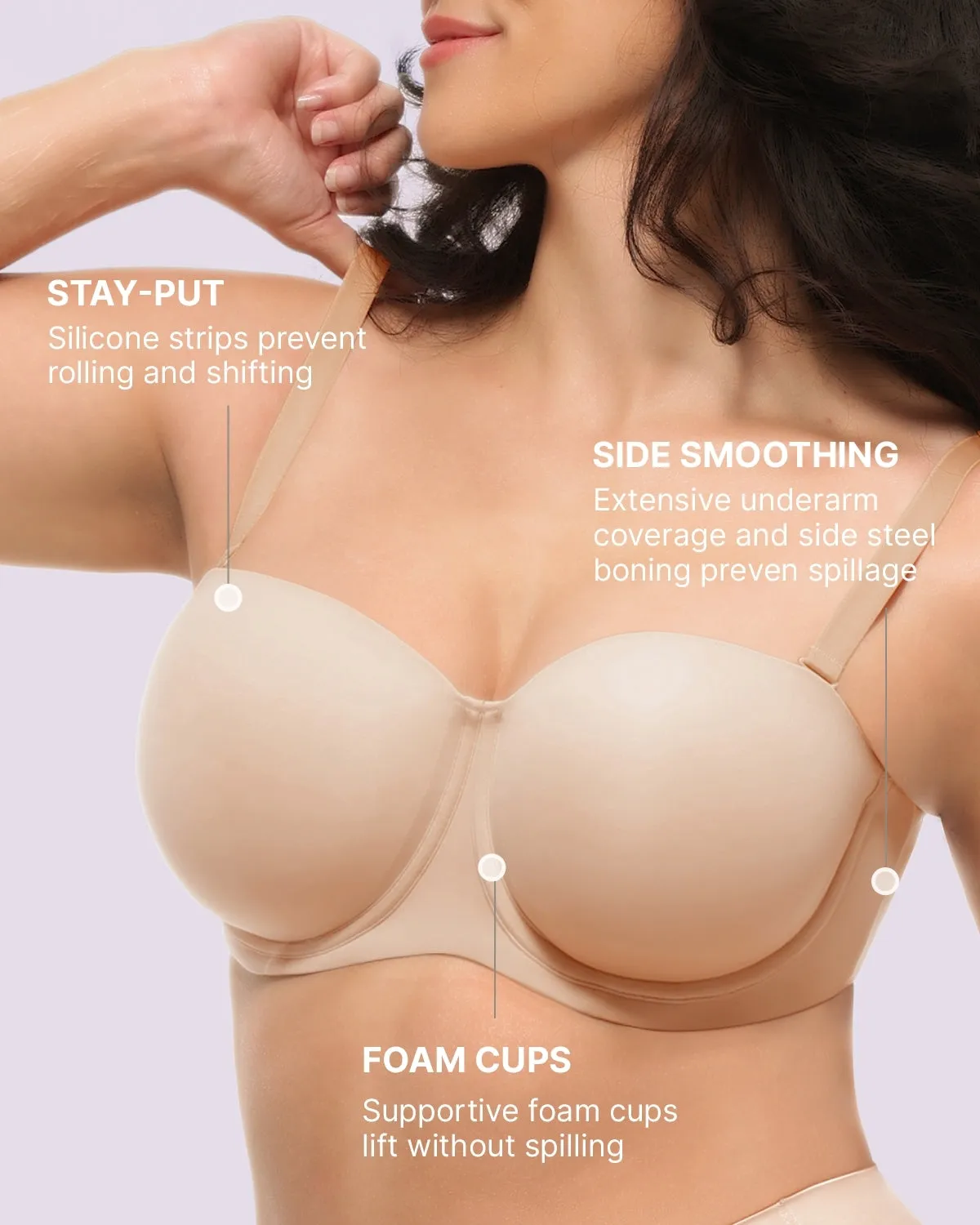 Bare Essentials™ AirSlim® Convertible Strapless Push Up Bra sold by Shapellx product image thumbnail 3