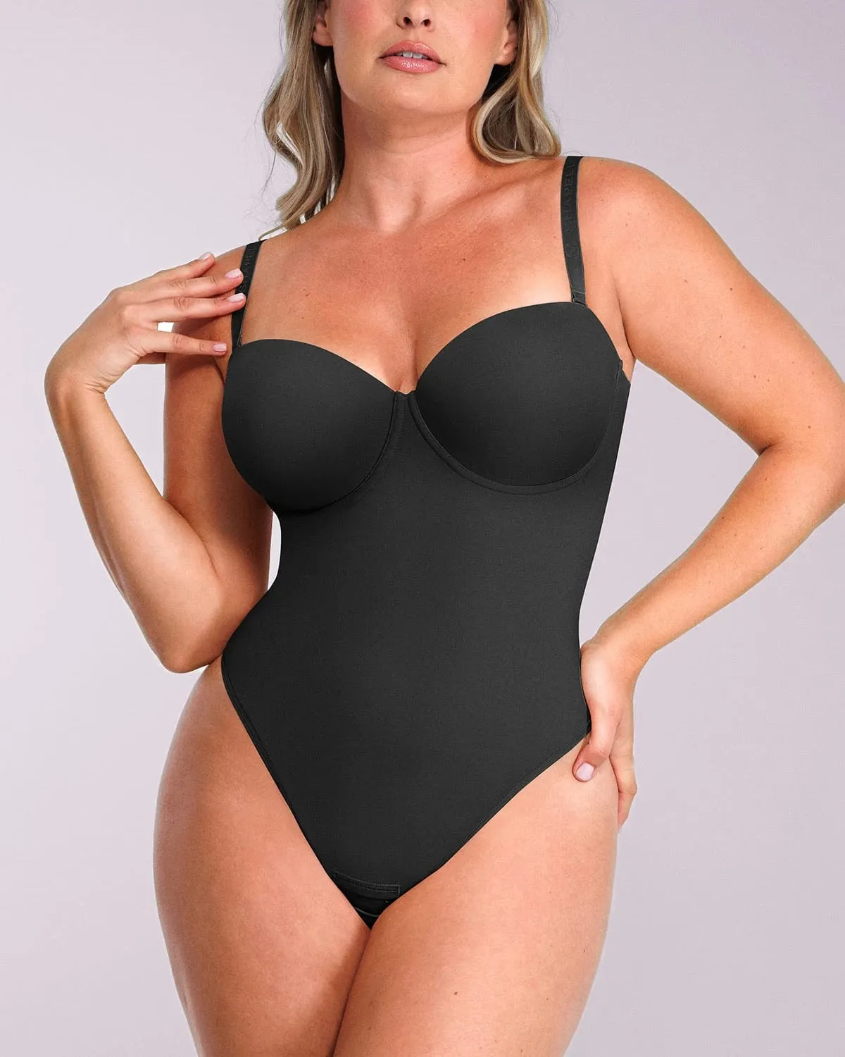 Bare Essentials™ AirSlim® Strapless Thong Bodysuit sold by Shapellx