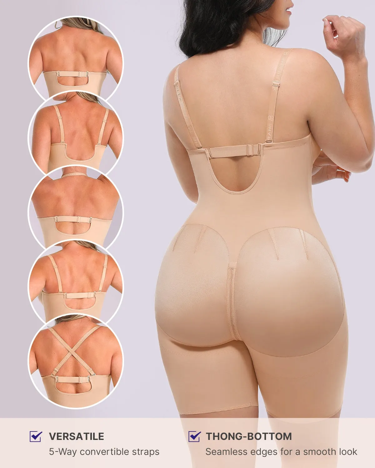 Bare Essentials™ AirSlim® Strapless Mid Thigh Bodysuit sold by Shapellx product image thumbnail 3