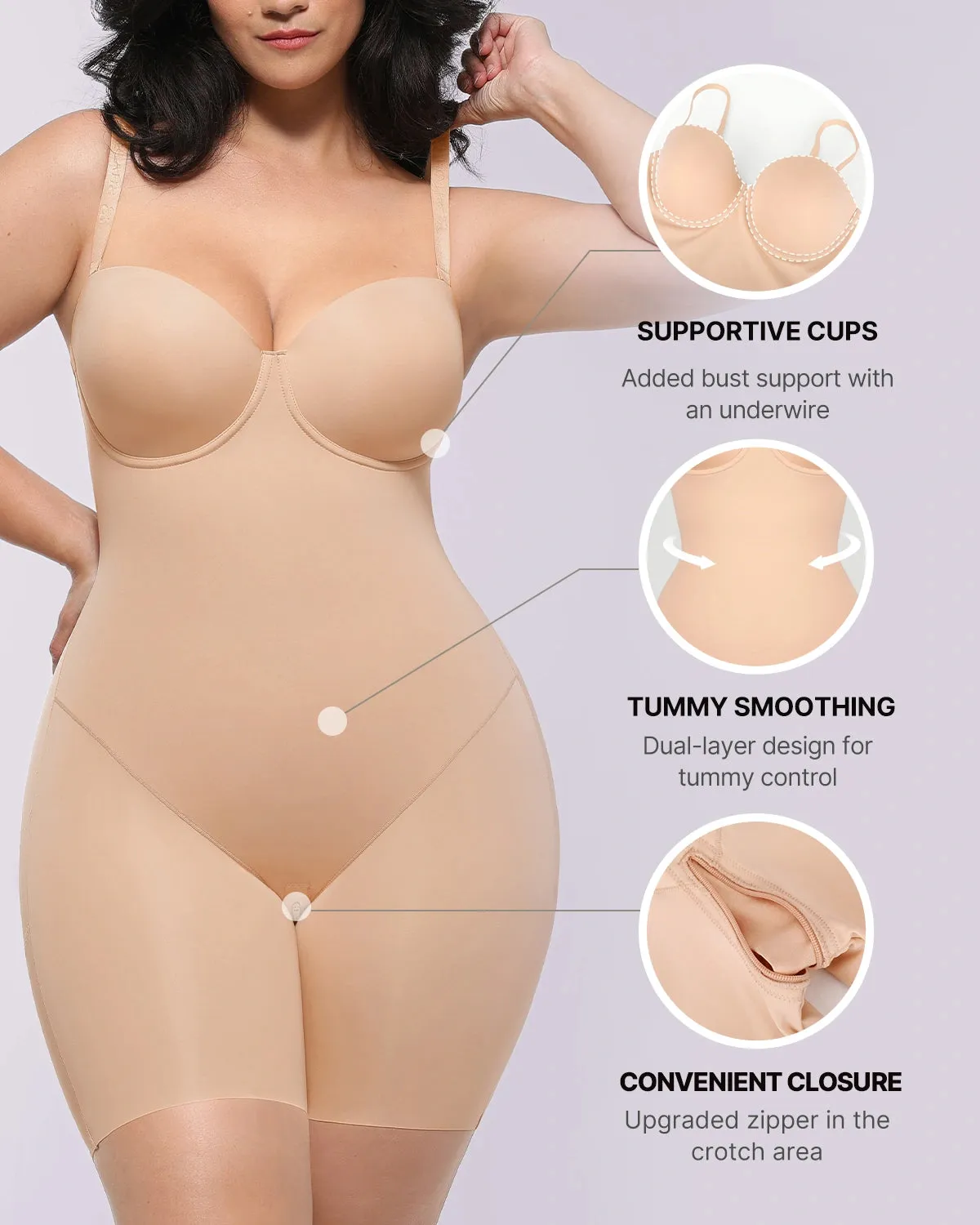 Bare Essentials™ AirSlim® Strapless Mid Thigh Bodysuit sold by Shapellx product image thumbnail 4