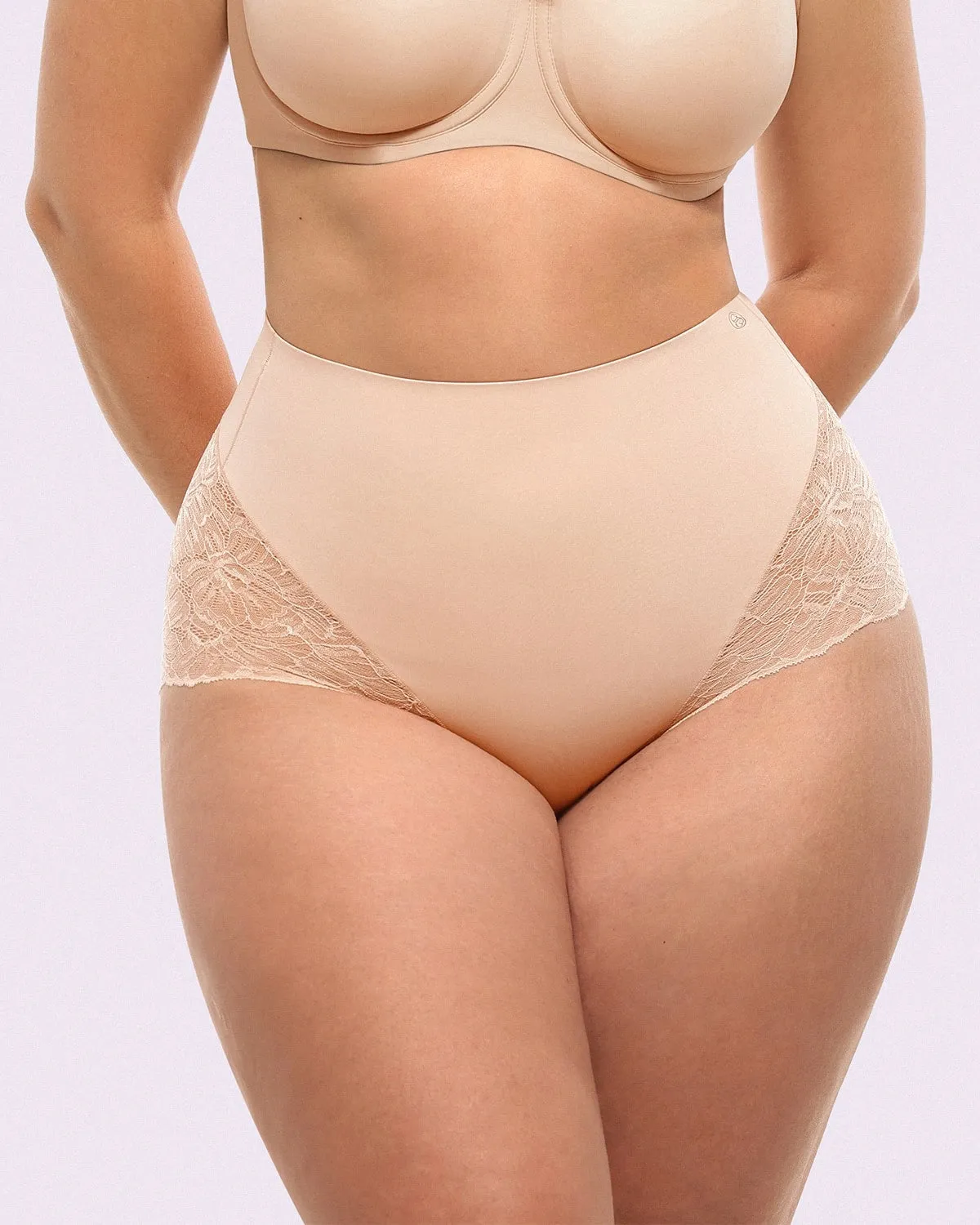 Bare Essentials™ MeshSmooth™ Mid-Waist Lace Brief sold by Shapellx