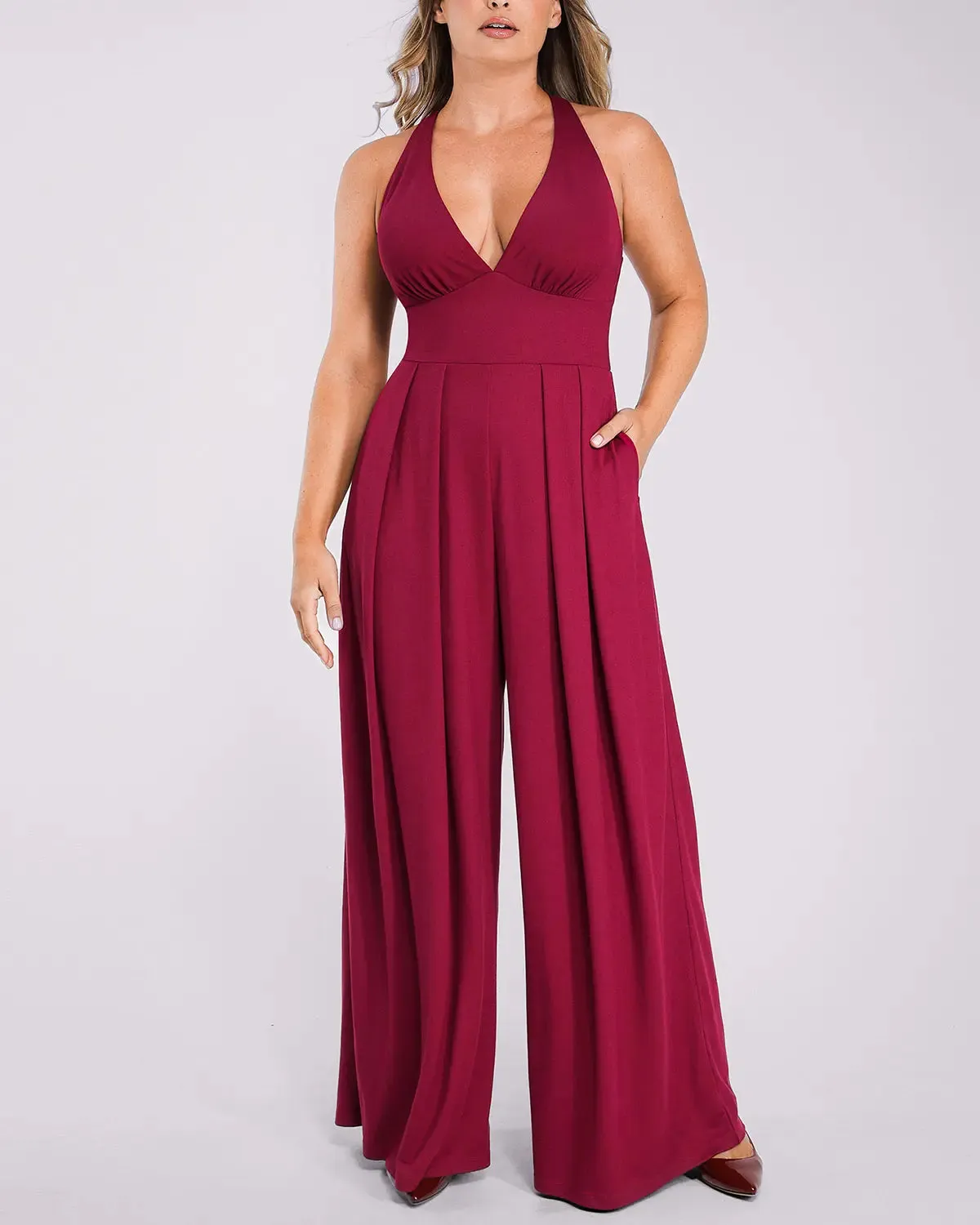 Bare Essentials™ AirSlim® Deep Plunge Built-In Shaping Jumpsuit sold by Shapellx product image thumbnail 5
