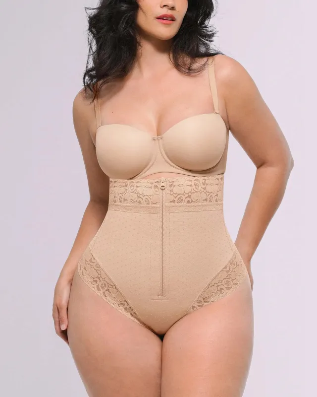 Bare Essentials™ AirSlim® High-Waisted Polka Dot Shaping Thong sold by Shapellx