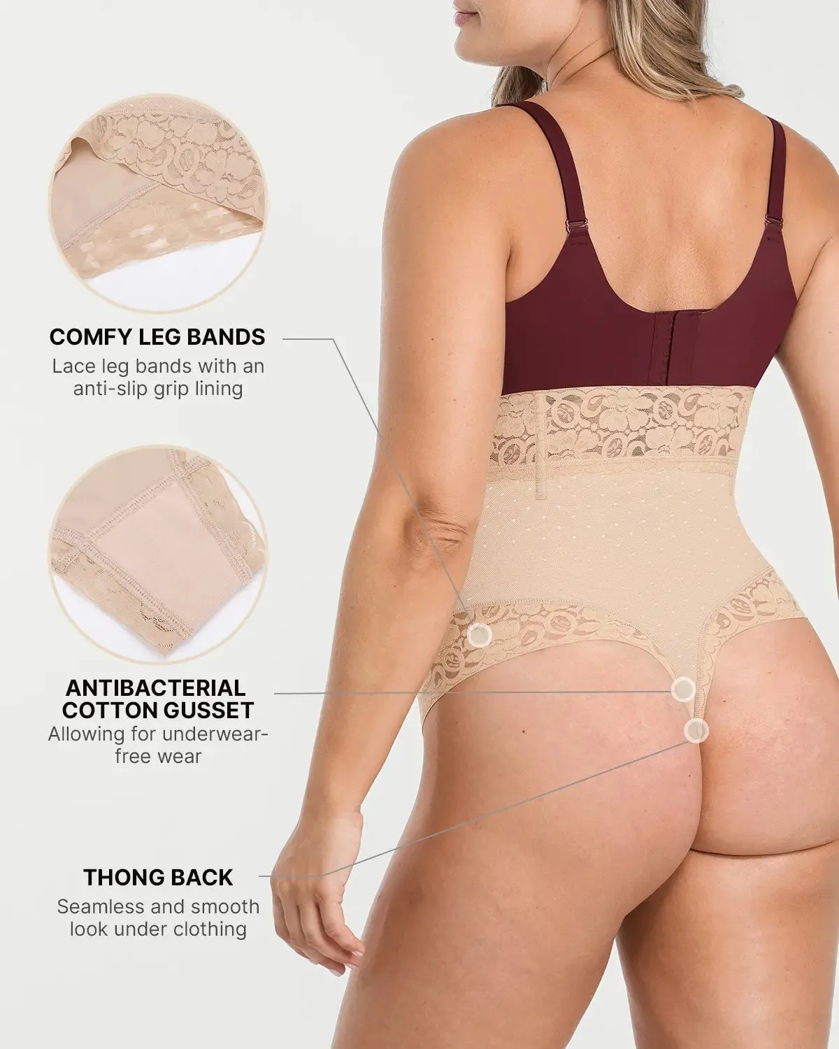 Bare Essentials™ AirSlim® High-Waisted Polka Dot Shaping Thong sold by Shapellx product image thumbnail 4