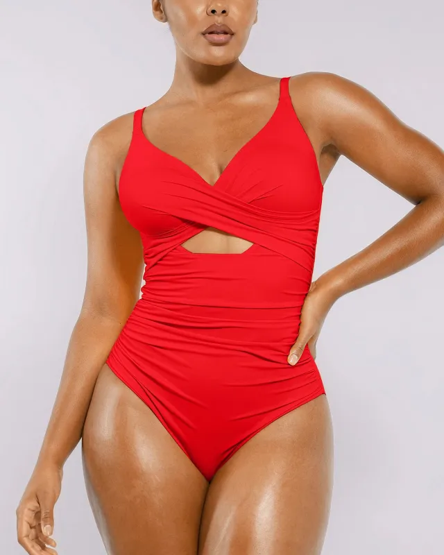 Smart Sculpt™ Ribbed Cutout-Front Shaping Swimsuit made by Shapellx