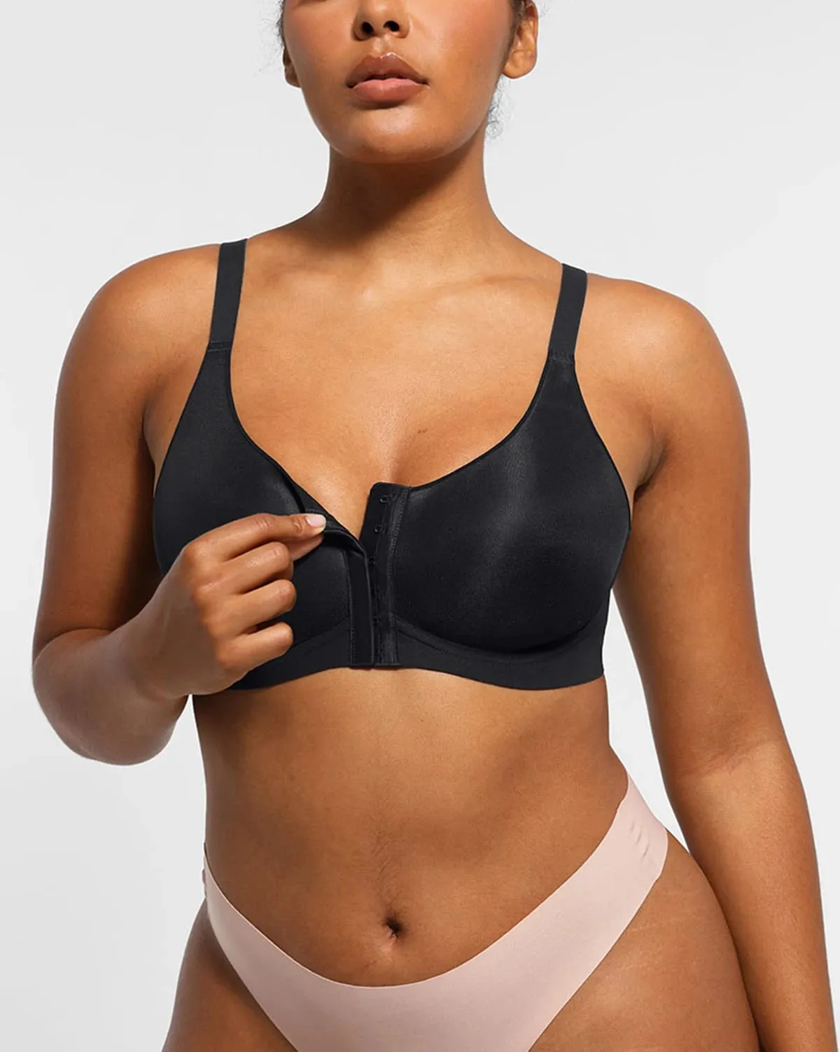 Bare Essentials™ Cream Touch™ Wireless Front-Hook Back Smooth Bra sold by Shapellx