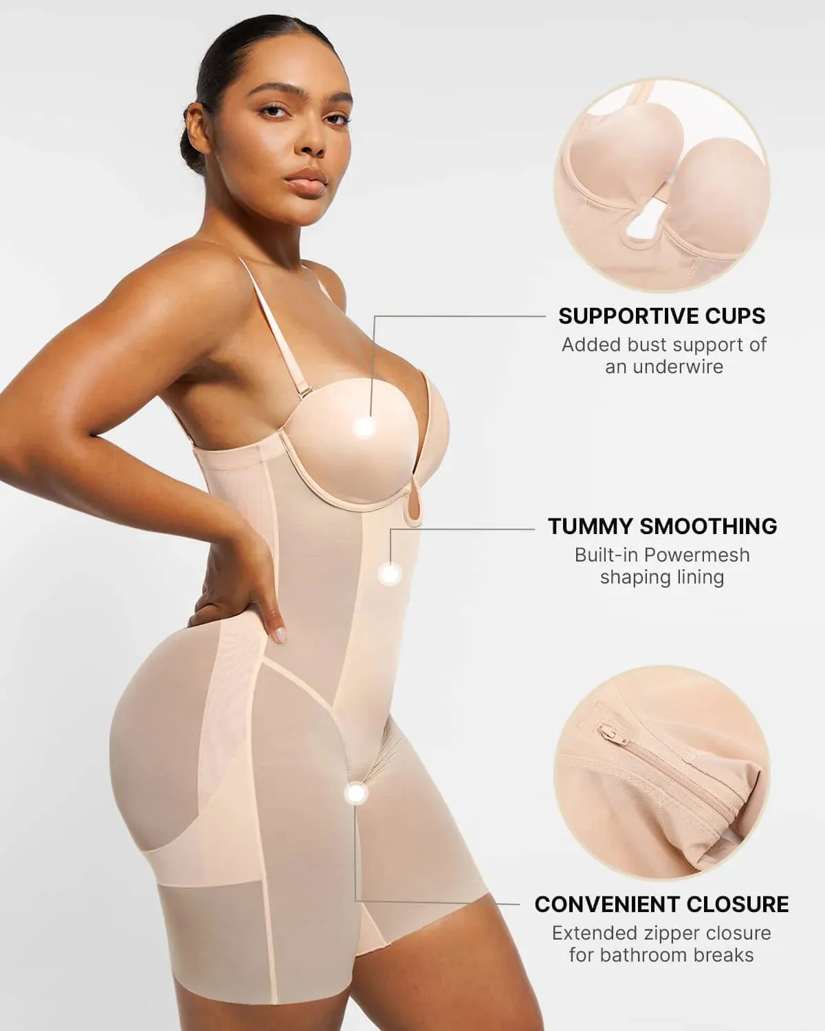 BOOT-YEAH™ MeshSmooth™ Deep Plunge Shaping Bodysuit sold by Shapellx product image thumbnail 3