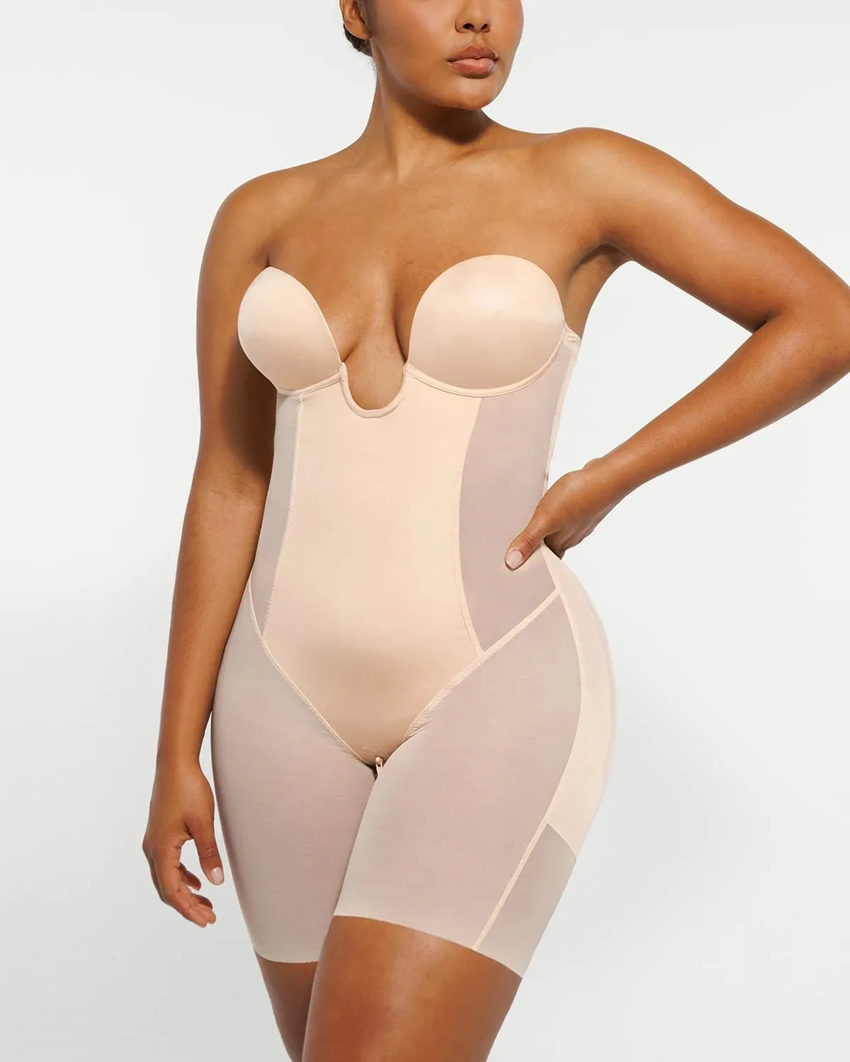 BOOT-YEAH™ MeshSmooth™ Deep Plunge Shaping Bodysuit sold by Shapellx product image thumbnail 2