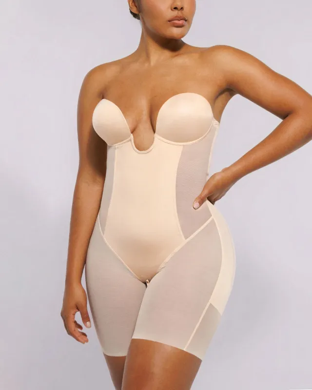 BOOT-YEAH™ MeshSmooth™ Deep Plunge Bodysuit sold by Shapellx