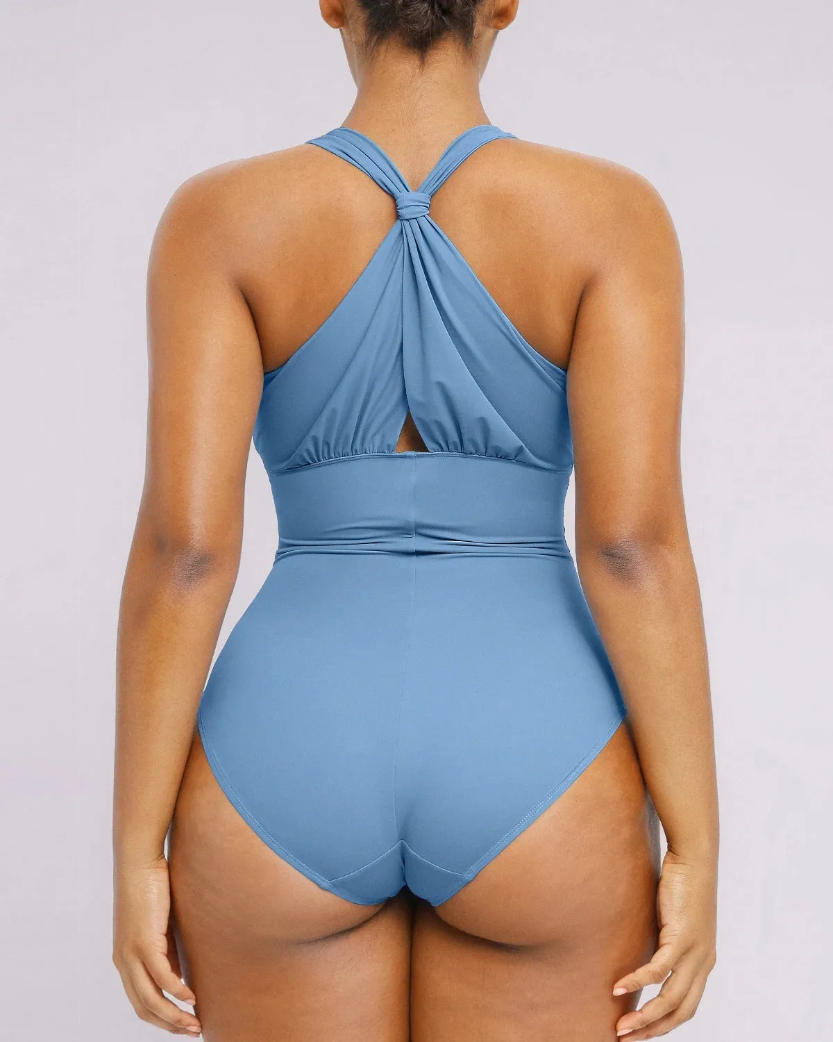 Smart Sculpt™ Ruched Twist-Front Shaping Swimsuit sold by Shapellx product image thumbnail 3