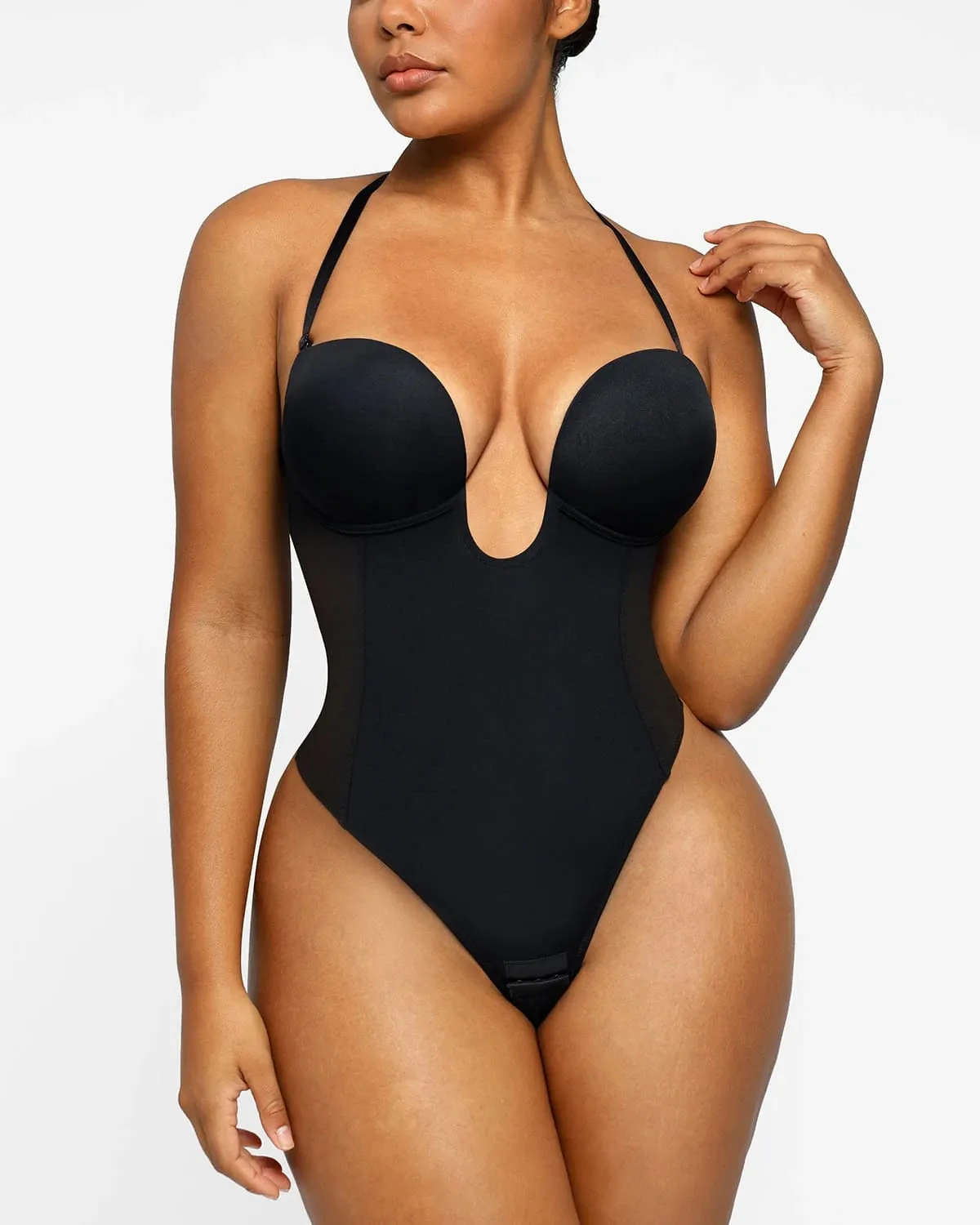 BOOT-YEAH™ MeshSmooth™ Deep Plunge Low-Back Thong Bodysuit sold by Shapellx product image thumbnail 5