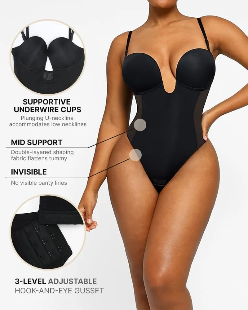 BOOT-YEAH™ MeshSmooth™ Deep Plunge Low-Back Thong Bodysuit sold by Shapellx product image thumbnail 3
