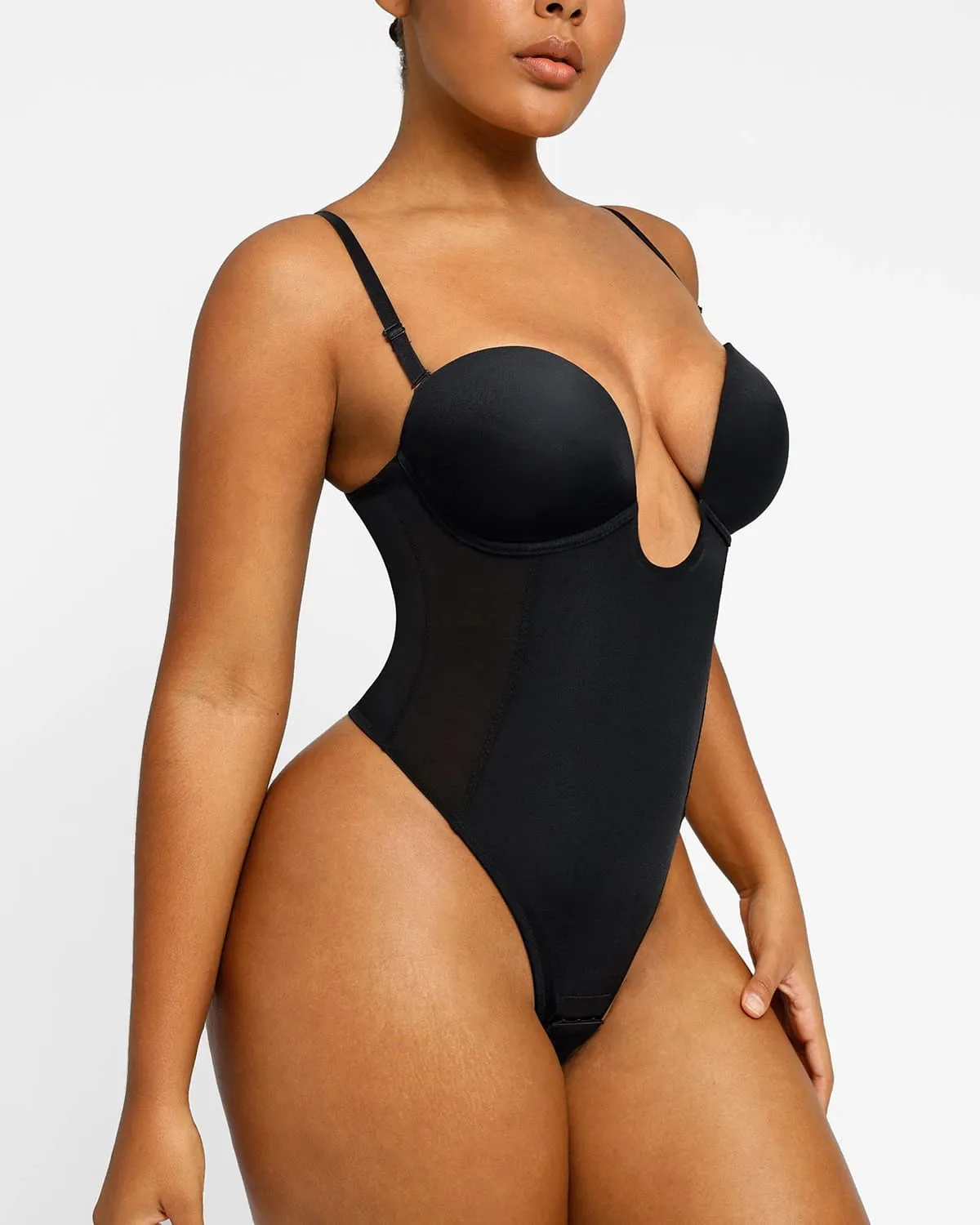 BOOT-YEAH™ MeshSmooth™ Deep Plunge Low-Back Thong Bodysuit sold by Shapellx product image thumbnail 4