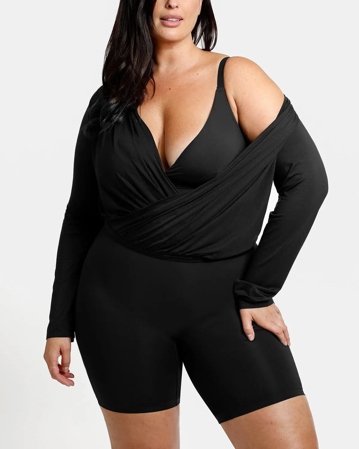Shapewear 2-in-1 Overlapping V-Neck Top sold by Shapellx product image thumbnail 5