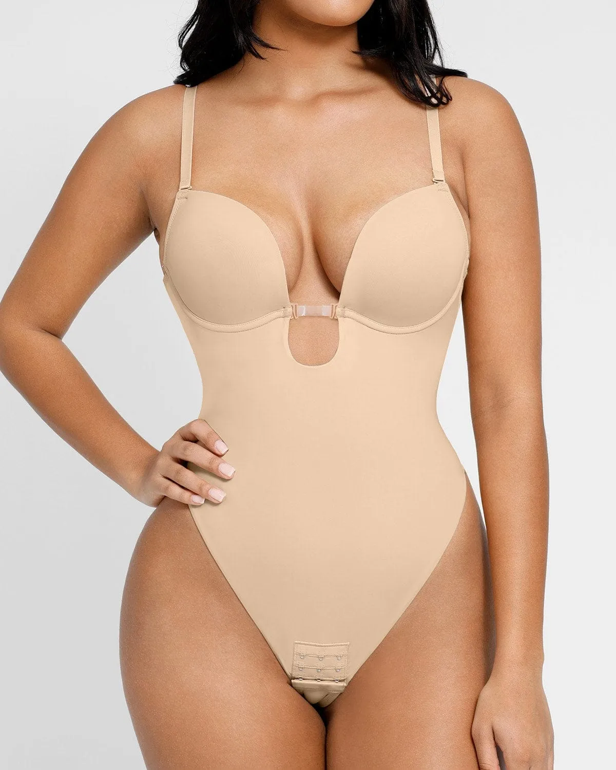 Bare Essentials™ AirSlim® Backless U Plunge Thong Bodysuit sold by Shapellx product image thumbnail 3