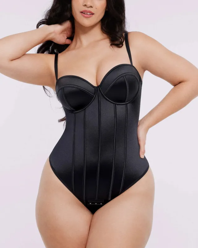 Bare Essentials™ AirSlim® Retro-style Cupped Bra-free Thong Bodysuit sold by Shapellx