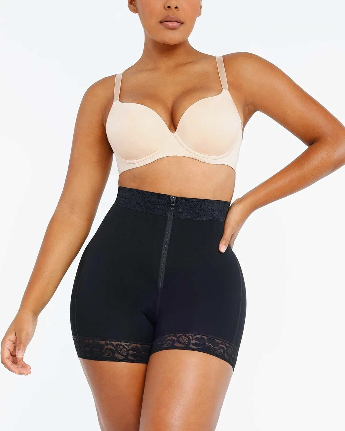 Bare Essentials™ AirSlim® Lace Steel Boned Butt Enhancer Short sold by Shapellx