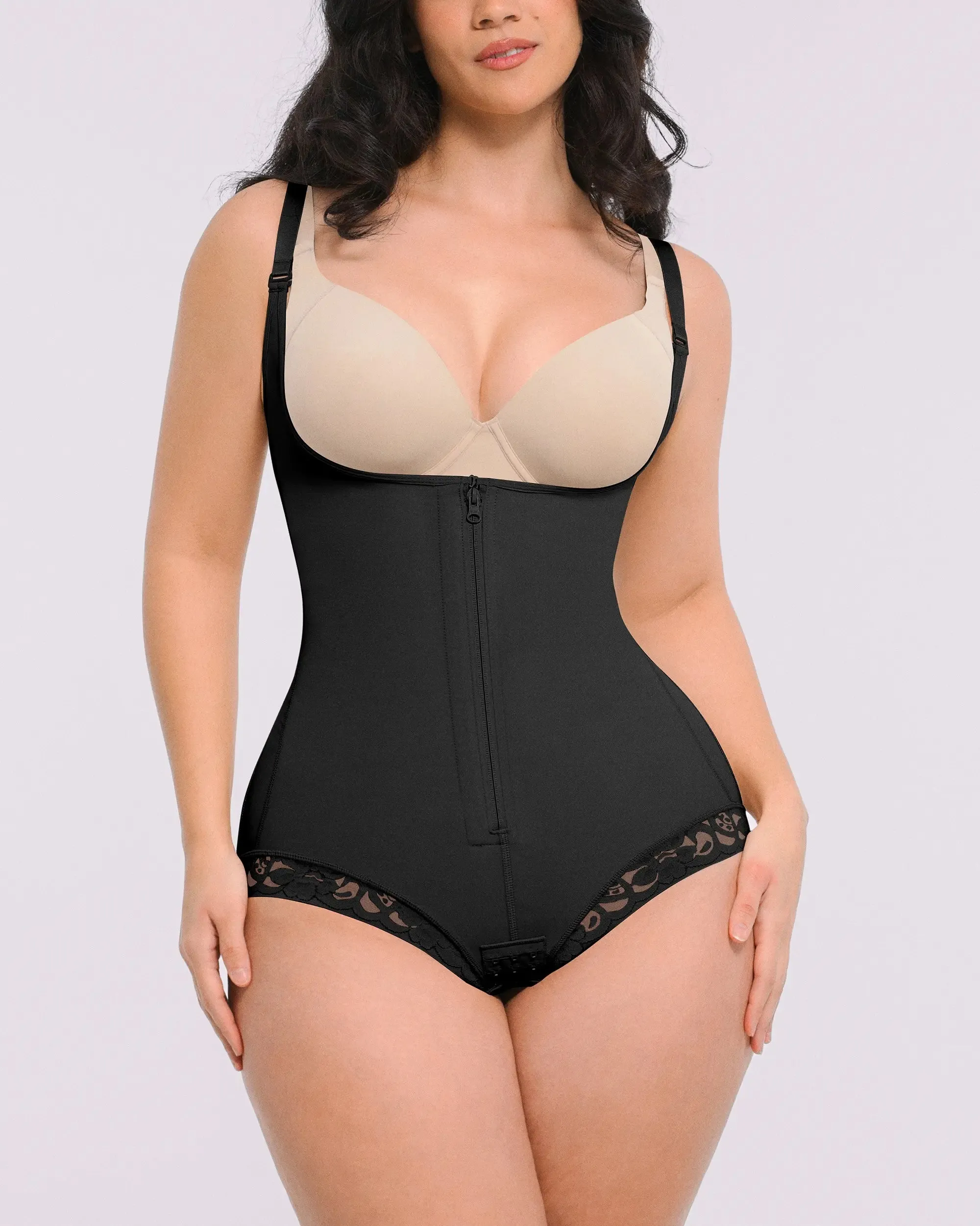 Bare Essentials™ AirSlim® Zipper Front Open Bust Brief Bodysuit sold by Shapellx product image thumbnail 3