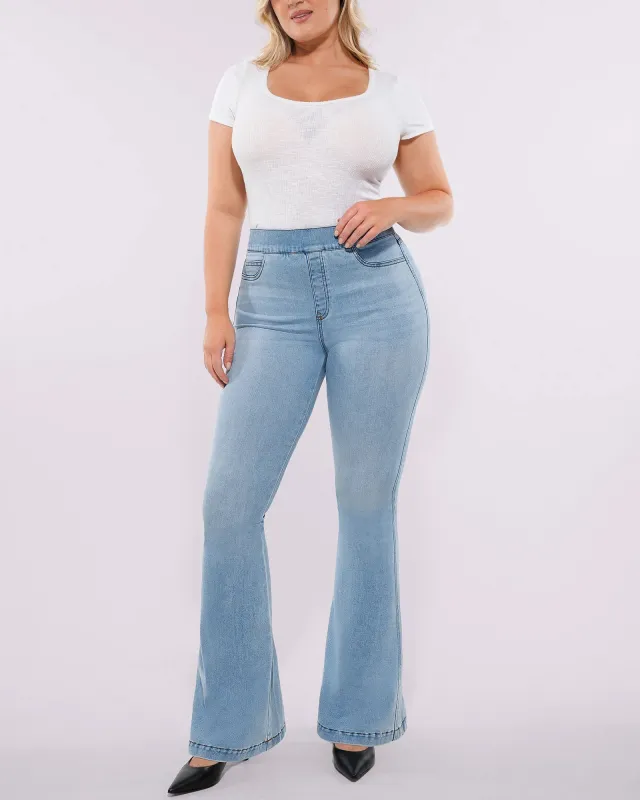 Bare Essentials™ AirSlim® High-Waisted Padded Hip Flare Jeans made by Shapellx